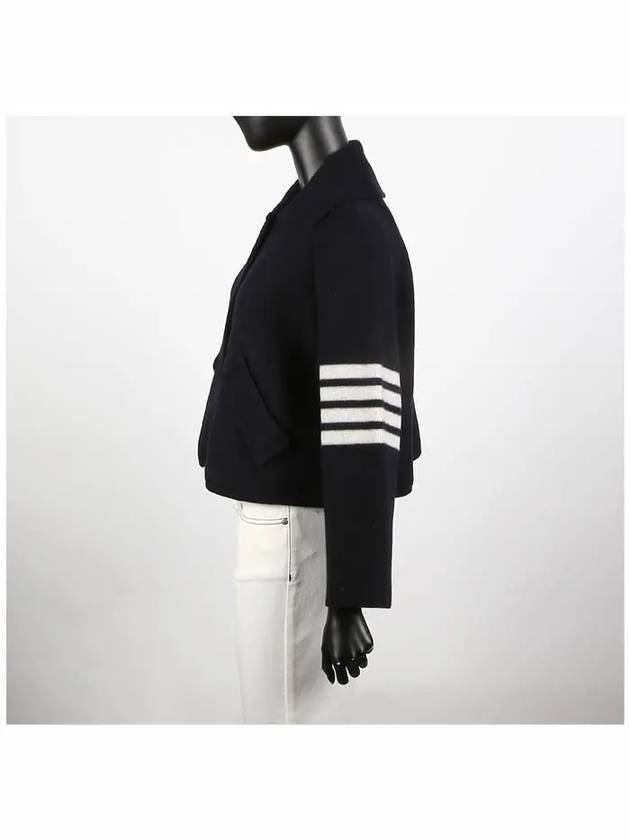 Milano 4-bar Crop Boiled Wool Single Coat Navy - THOM BROWNE - BALAAN 4