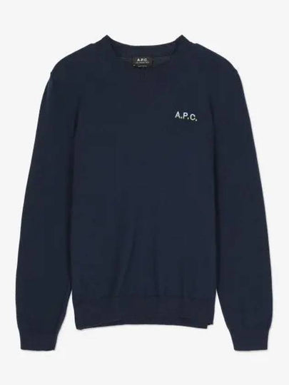 Embroidered Logo Knit Top Navy - A.P.C. - BALAAN 2