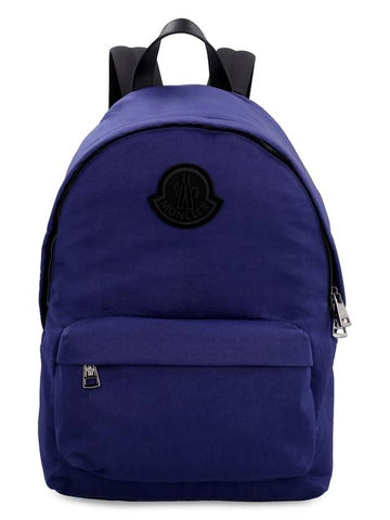 Leather Logo Wappen Nylon Backpack Blue - MONCLER - BALAAN 1