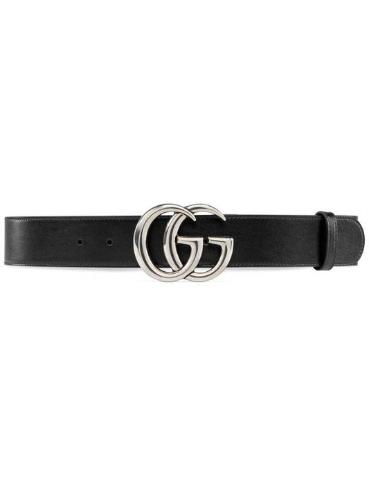 GG Marmont Wide Leather Belt Black - GUCCI - BALAAN 1