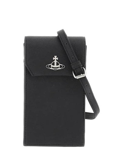 Fake Leather ORB Logo Strap Phone Pouch Black - VIVIENNE WESTWOOD - BALAAN 2