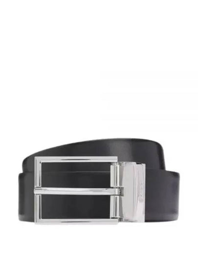 Italian Reversible Leather Belt Black Navy - HUGO BOSS - BALAAN 2