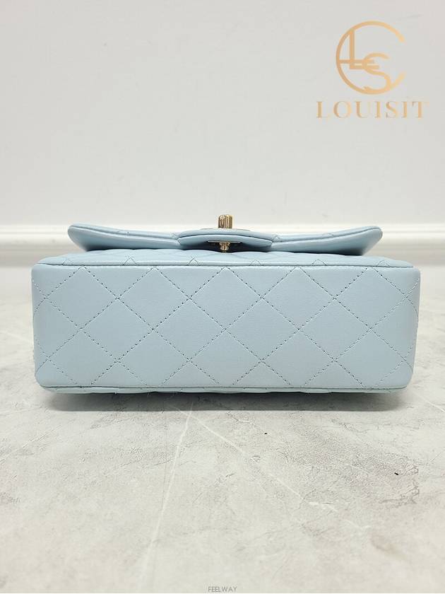 Used luxury goods Lewis It Sky blue classic new mini top handle lambskin flap bag - CHANEL - BALAAN 7