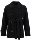 LOUIS Belted Short Wool Coat Black 2429086021 013 - MAX MARA - BALAAN 1