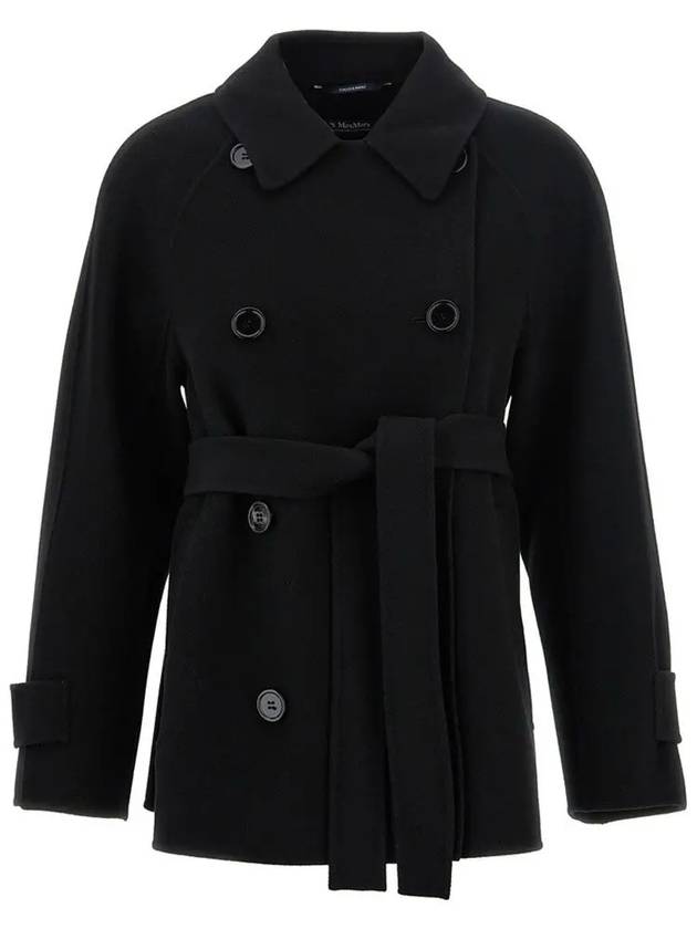 LOUIS Belted Short Wool Coat Black 2429086021 013 - MAX MARA - BALAAN 1