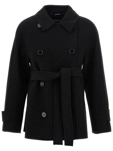 LOUIS Belted Short Wool Coat Black 2429086021 013 - MAX MARA - BALAAN 1