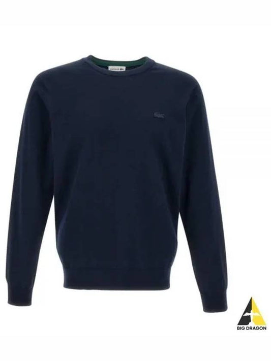 Crew Neck Merino Wool Knit Top Navy - LACOSTE - BALAAN 2