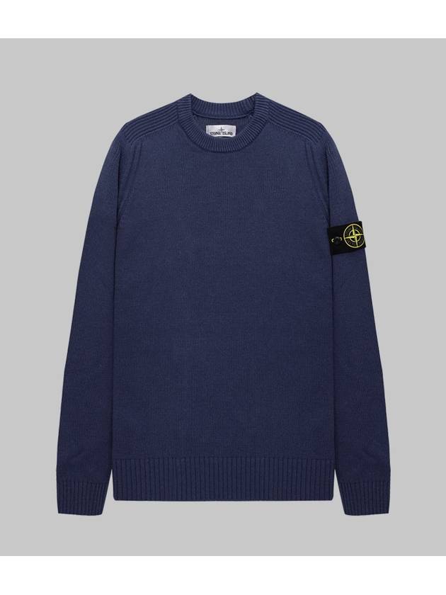 Wappen Patch Round Neck Knit Top Navy - STONE ISLAND - BALAAN 1