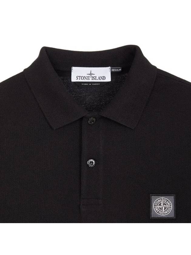 Compass Patch Short Sleeve Polo Shirt Black - STONE ISLAND - BALAAN 4