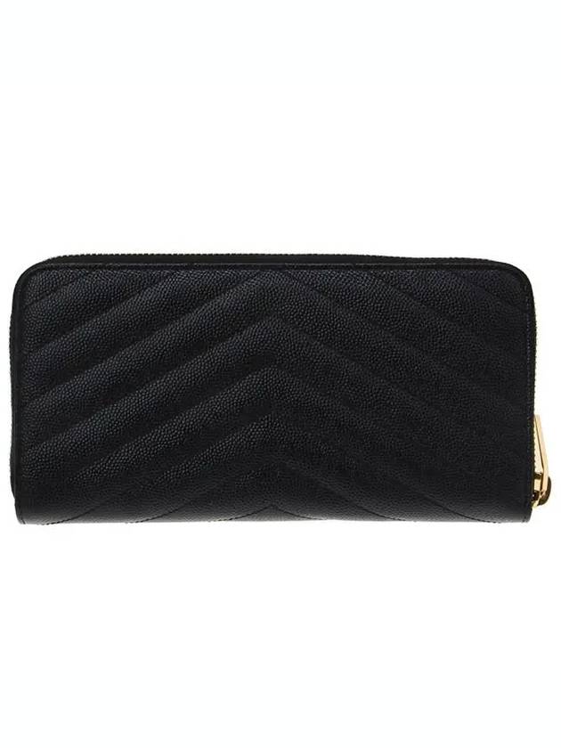 Matelasse Monogram Zipper Around Long Wallet Black - SAINT LAURENT - BALAAN 5