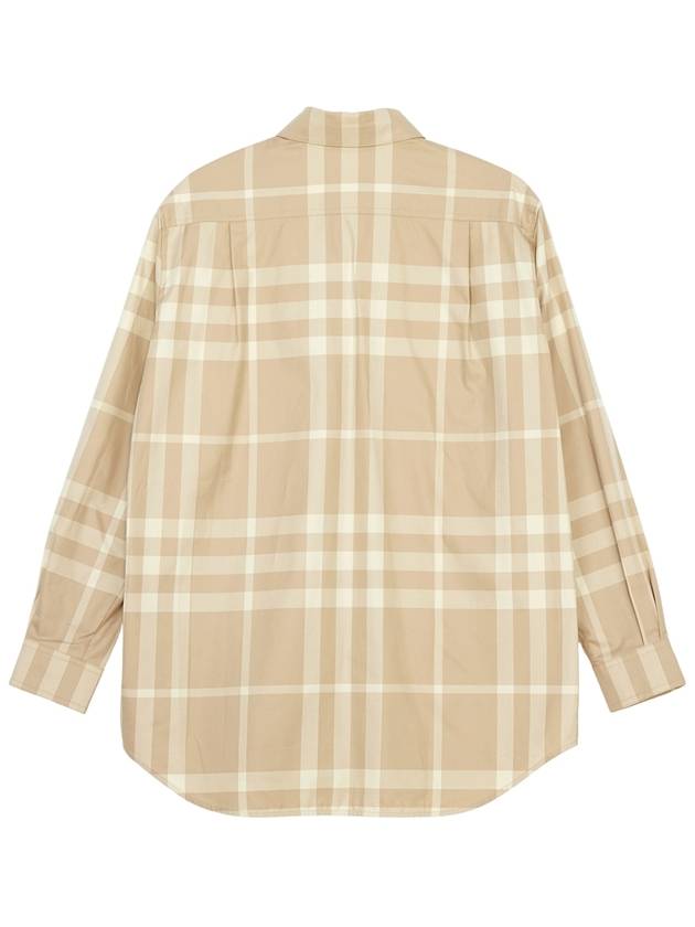 Women's Button Down Collar Check Cotton Long Sleeve Shirt Beige - BURBERRY - BALAAN 3