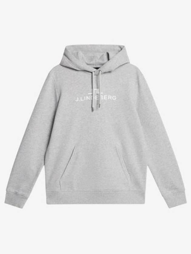 Alpha Logo Print Hoodie Light Grey Melange - J.LINDEBERG - BALAAN 2