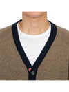 V-Neck 4-Bar Wool Cardigan Brown - THOM BROWNE - BALAAN 8