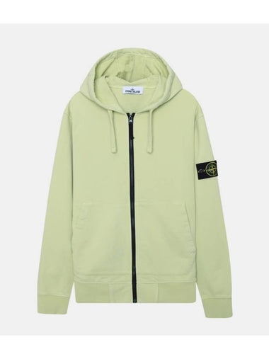 Men's Waffen Patch Fleece Zip Up Hoodie Light Green - STONE ISLAND - BALAAN 1