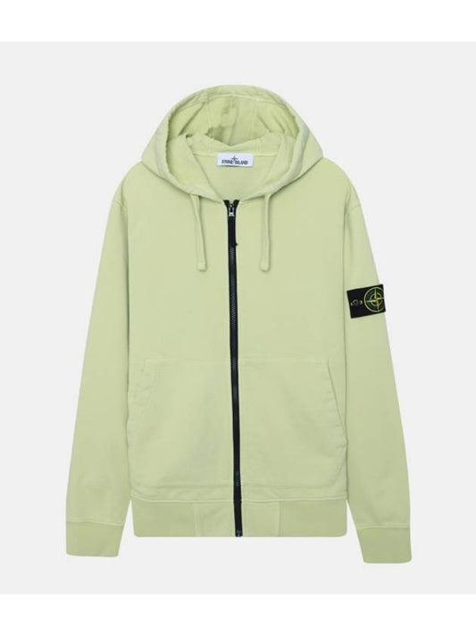 Men's Waffen Patch Fleece Zip Up Hoodie Light Green - STONE ISLAND - BALAAN 1