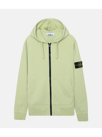 Men's Wappen Patch Fleece Zip Up Hoodie Light Green - STONE ISLAND - BALAAN 1