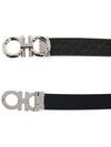 Gancini Buckle Reversible Leather Belt Navy Black - SALVATORE FERRAGAMO - BALAAN 3