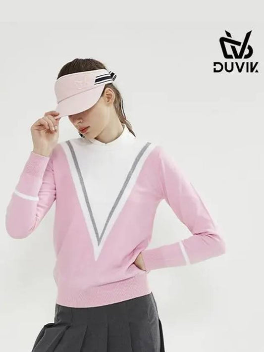 cotton block V-line color combination sweater DC3WST004PK - DUVIK - BALAAN 1