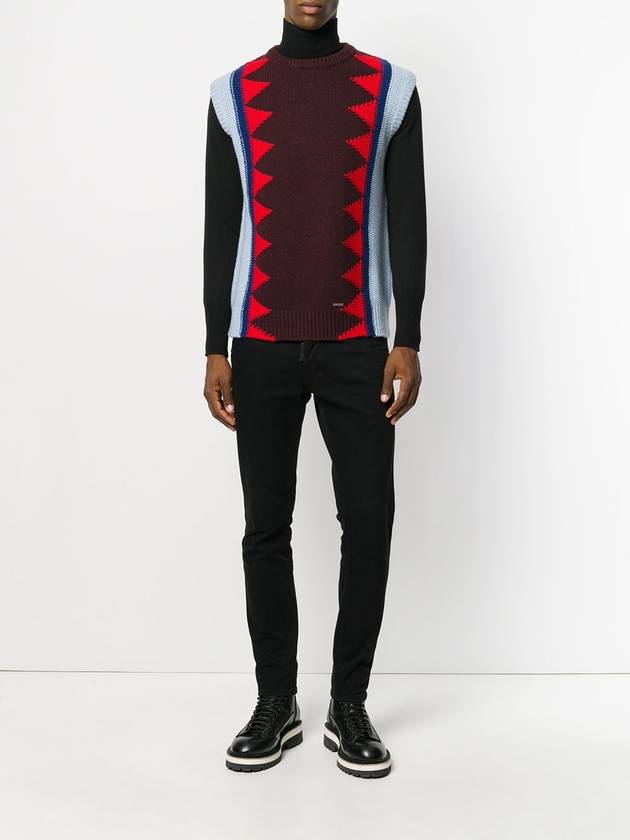 Contrast Knit Patterned Vest - DSQUARED2 - BALAAN 6