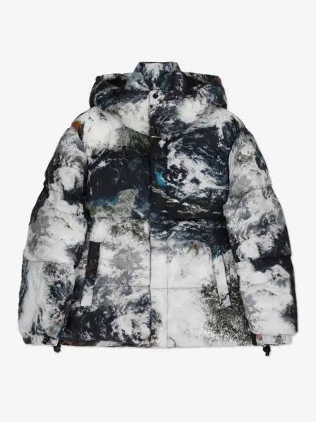 Padded Jacket Planet Print Black White - DIESEL - BALAAN 2