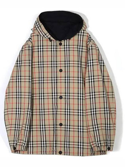 Reversible Check Nylon Hooded Jacket Black Beige - BURBERRY - BALAAN 2