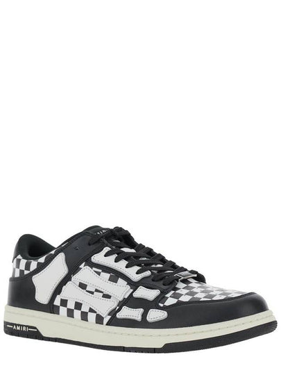 'Skel Top Low' Black And White Bi-Color Sneakers With Skeleton Patch With Check Motif In Leather Man - AMIRI - BALAAN 2