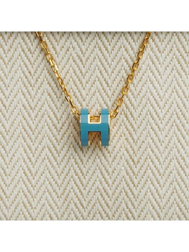 MiMini Pop H Pendant Necklace Gold Bleu Jean - HERMES - BALAAN 5