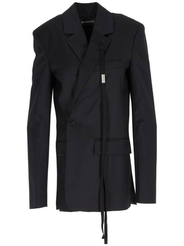 ELIN ASYMMETRIC CLOUSURE TAILORED JACKET WOOL TWIL - ANN DEMEULEMEESTER - BALAAN 1