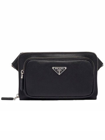 Triangular logo cross bag black - PRADA - BALAAN 1