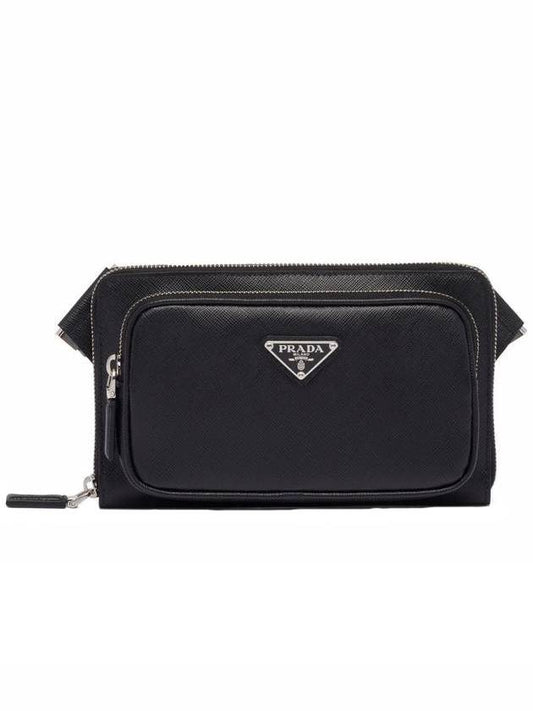 Triangular logo cross bag black - PRADA - BALAAN 1