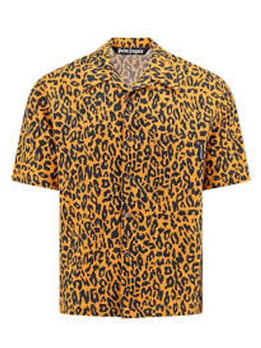 Camp Collar CHEETAHPRINT Linen Cotton Blend Shirt PMGG005S24FAB0022010 B0081042412 - PALM ANGELS - BALAAN 1