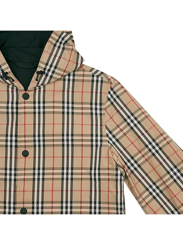 Reversible Check Nylon Hooded Jacket Black Beige - BURBERRY - BALAAN 8