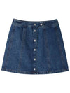 Women's Poppy Front Button Denim A-Line Skirt Blue - A.P.C. - BALAAN 2