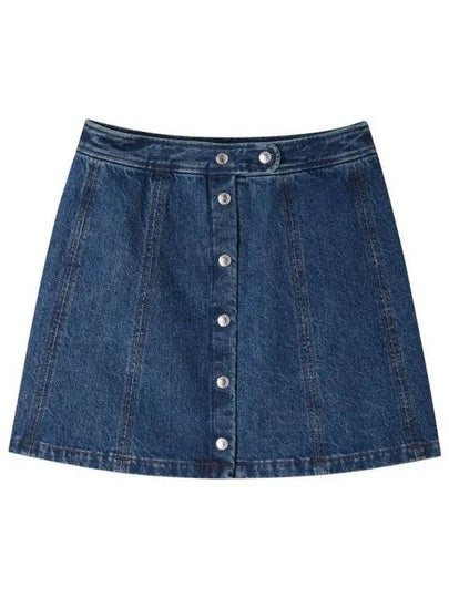 Women's Poppy Front Button Denim A-Line Skirt Blue - A.P.C. - BALAAN 2