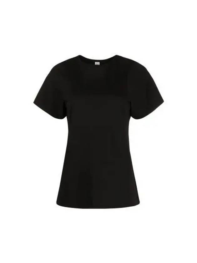 Embroidered Logo Cotton Short Sleeve T-Shirt Black - TOTEME - BALAAN 2