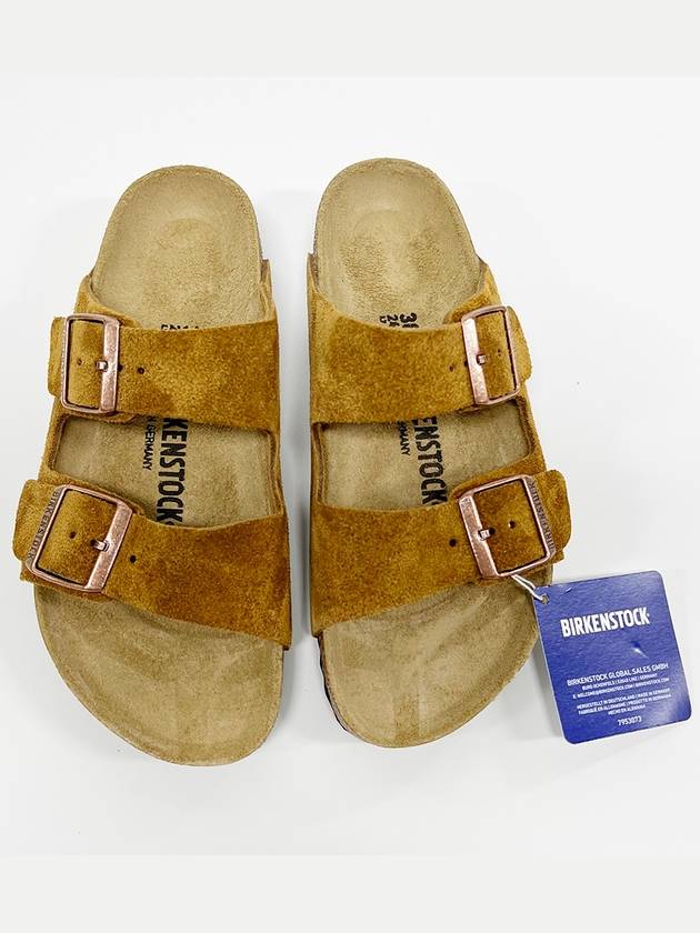 Arizona Suede Leather Flat Slippers Brown - BIRKENSTOCK - BALAAN 2