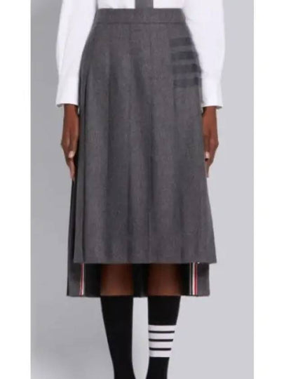 Flannel Bellow Knee Wool Cashmere Pleated Skirt Grey - THOM BROWNE - BALAAN 2