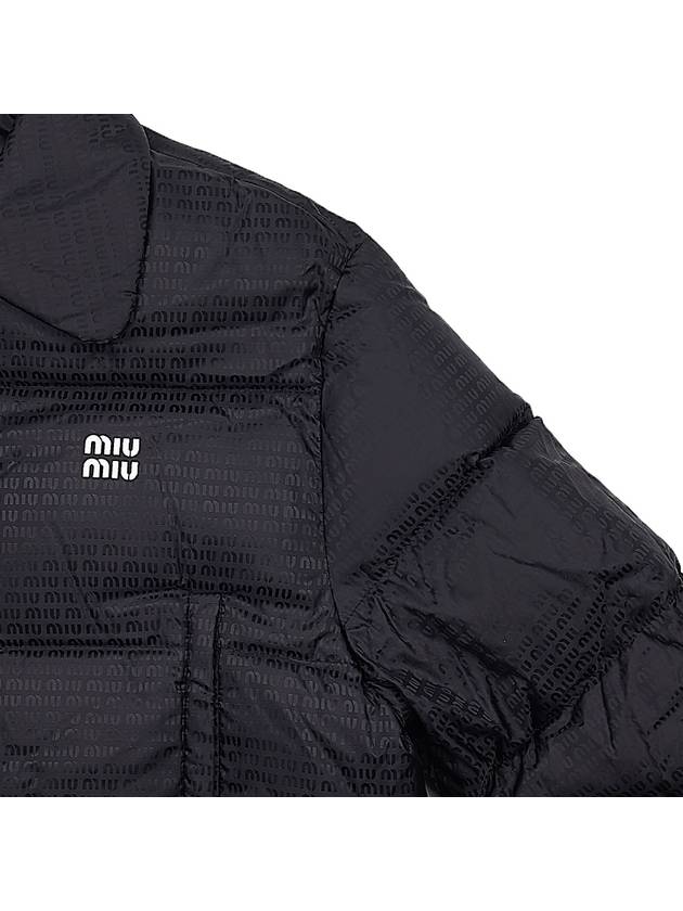 Logo Print Cropped Nylon Padding Black - MIU MIU - BALAAN 5