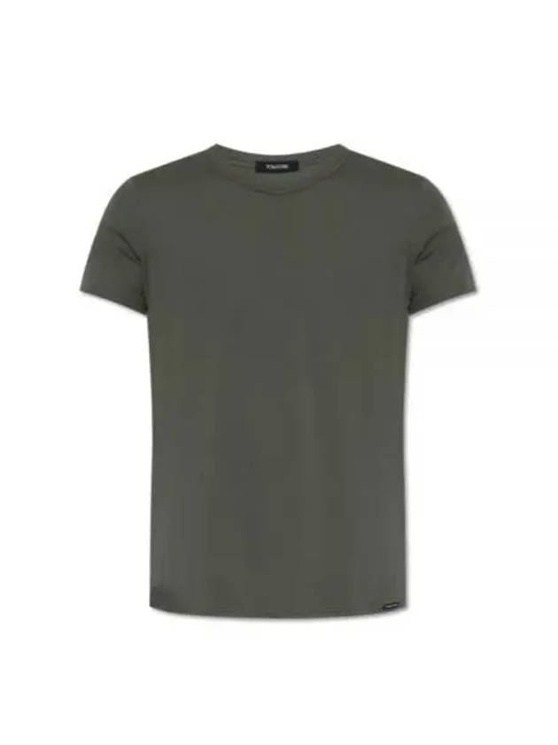 Cotton Crew Neck Short Sleeve T-Shirt Military Green - TOM FORD - BALAAN 2