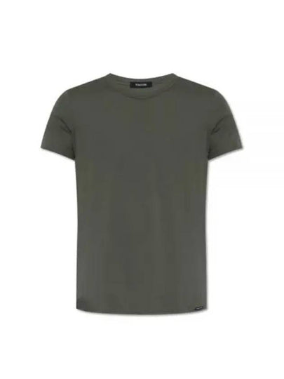 Cotton Crew Neck Short Sleeve T-Shirt Military Green - TOM FORD - BALAAN 2