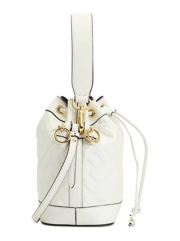 Mon Tresor FF Motif Leather Mini Bucket Bag White - FENDI - BALAAN 3