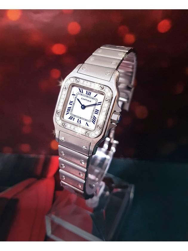 Cartier Premium Santos Diamond White Navy Roman Dial Women s Watch - CARTIER - BALAAN 3