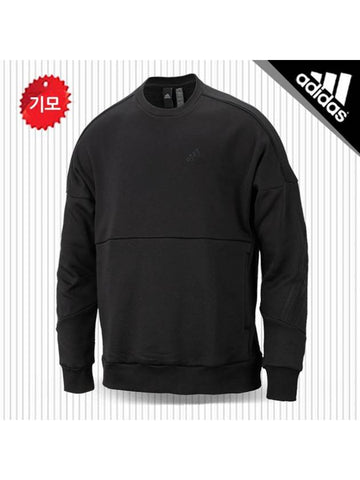 Crew Brushed Long Sleeve T-Shirt Black - ADIDAS - BALAAN 1