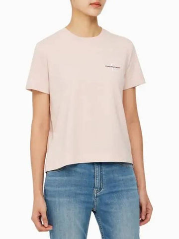 Jeans Small Monogram Logo Short Sleeve T-Shirt Pink - CALVIN KLEIN - BALAAN 1