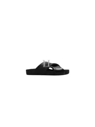 Cross Padded Leather Slippers Black - JIL SANDER - BALAAN 2