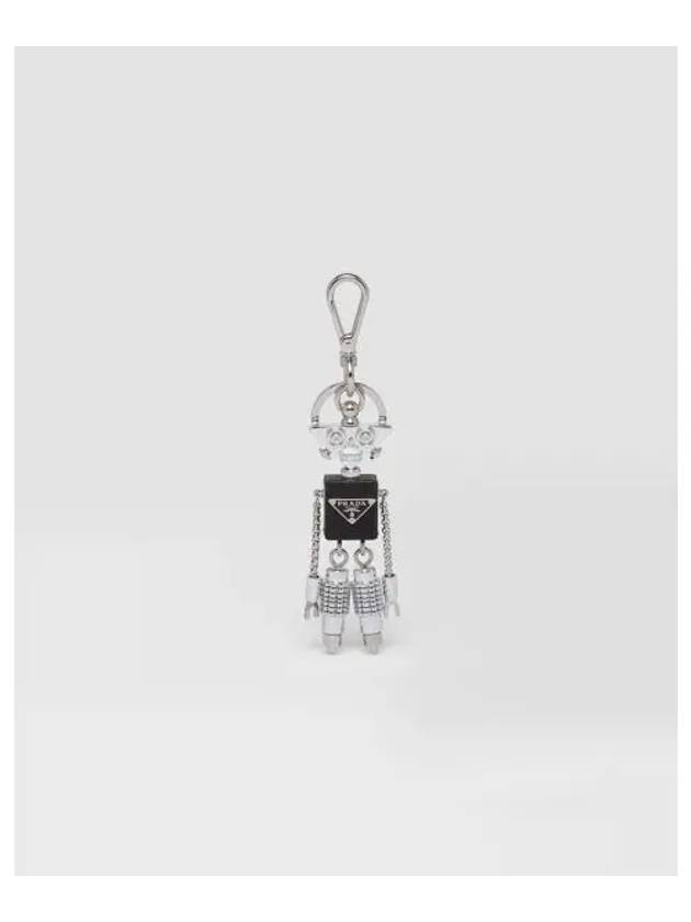 Saffiano Leather Robot Keychain Trick Steel Black Boutique - PRADA - BALAAN 2