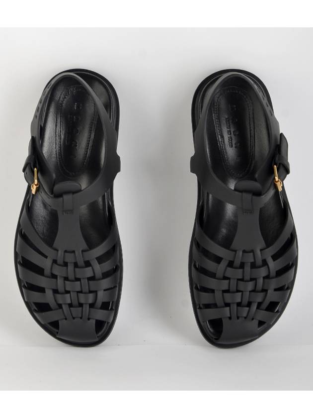 Leather Flat Sandals Black - MARNI - BALAAN 6