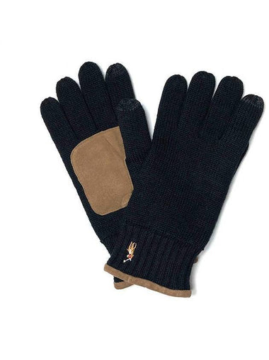 Pony logo embroidered wool gloves black - POLO RALPH LAUREN - BALAAN 1