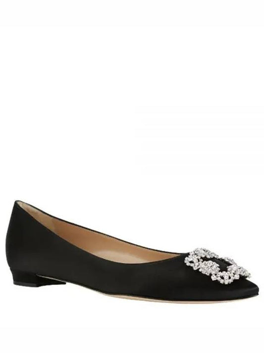 Hangisi Satin Jewel Buckle Flat Black - MANOLO BLAHNIK - BALAAN 2