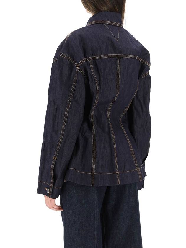 Metallic Denim Jacket Blue - BOTTEGA VENETA - BALAAN 5